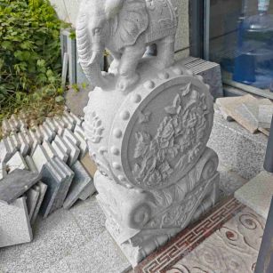 随州芝麻白抱鼓石 庭院抱鼓石