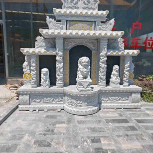 随州芝麻白中国黑石材套墓 花岗岩墓碑
