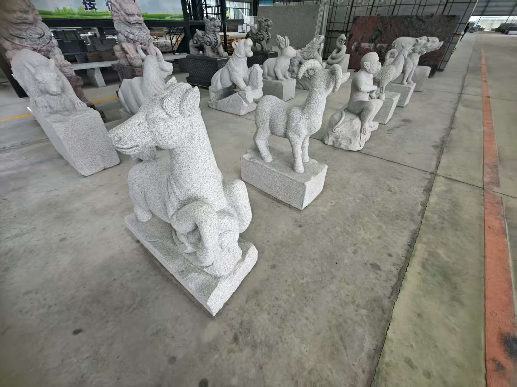 随州芝麻白雕刻 十二生肖 异形雕刻