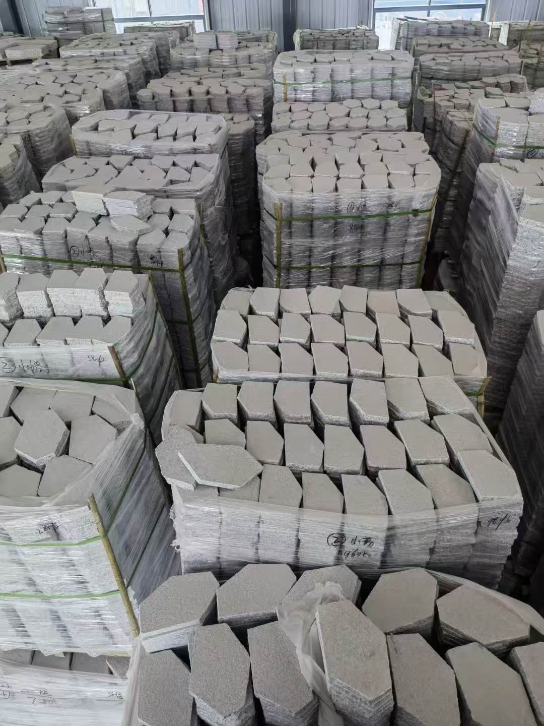 随州芝麻白石材冰裂纹，碎拼。